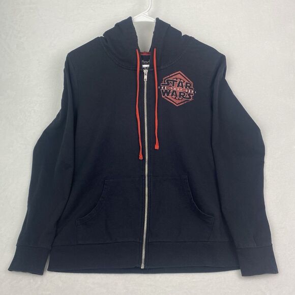 Disney Parks Star Wars Graphic Print Zip Up Sweater Adult Large Black Sweatshirt - Picture 2 of 6